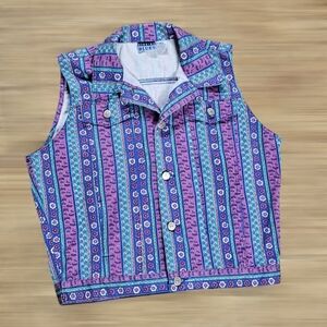 Genuine Blues Girls Floral Denim Vest,Size L 13-15 yr old